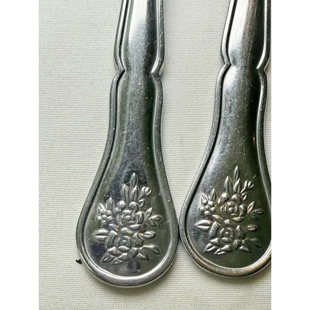 Pfaltzgraff Tea Rose Dinner Forks Stainless Steel Floral Flatware Set of 4